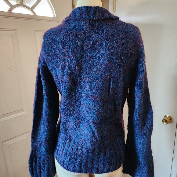 Womens Pow Wow Sweater Size Large L Full Front Zip Blue Bell Long Sleeve Unique - Picture 5 of 12